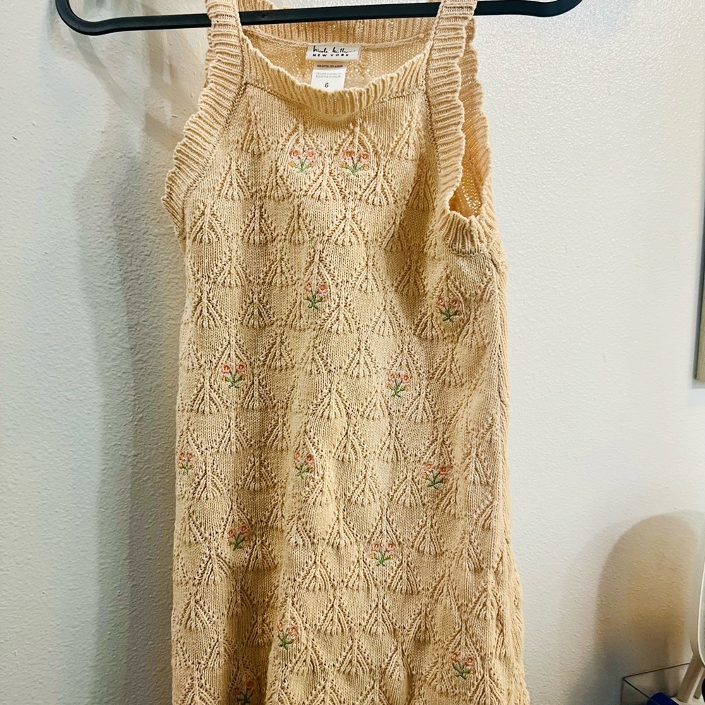 Elegant Beige Knit Kids Dress